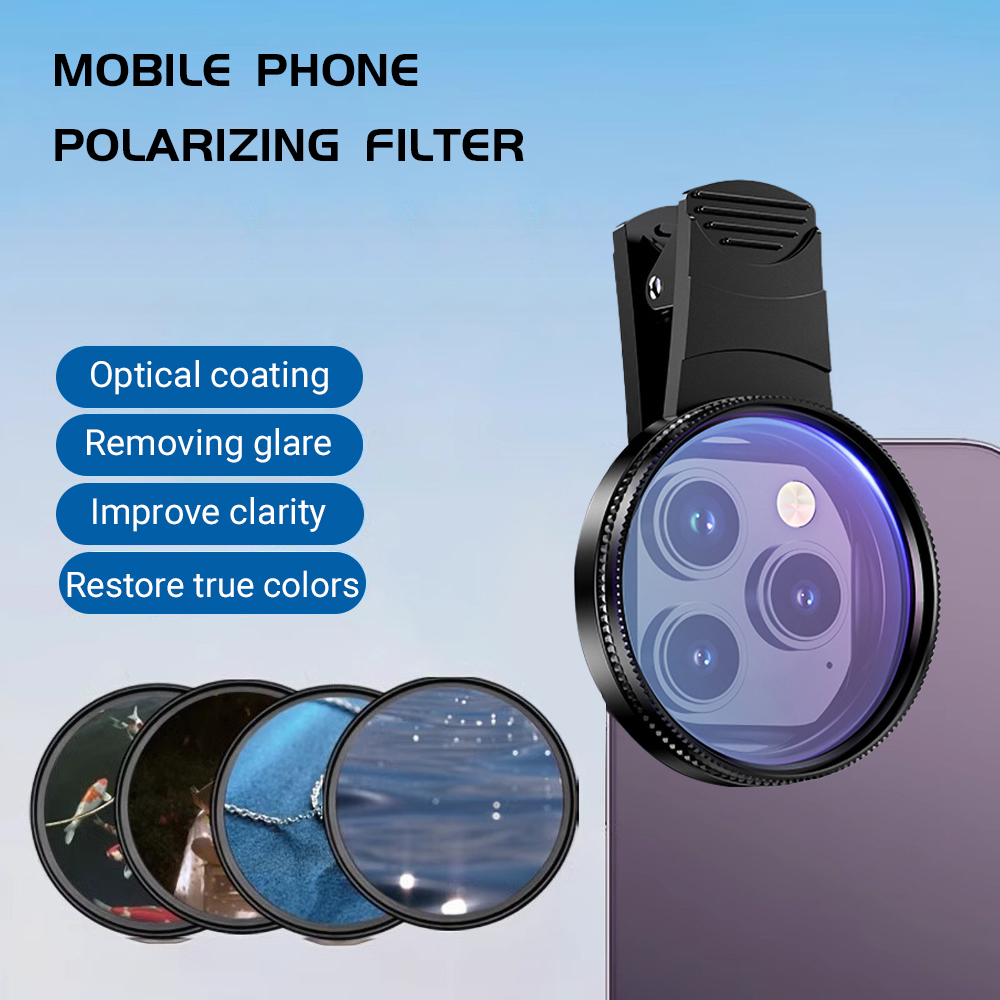 Phone Accessories For Photography - เลนส์โทรศัพท์มือถือ 52 มม. พร้อมฟิลเตอร์โพลาไรเซอร์แบบสากลและคลิปหนีบ อุปกรณ์เสริมกล้องแบบวงกลม สำหรับ