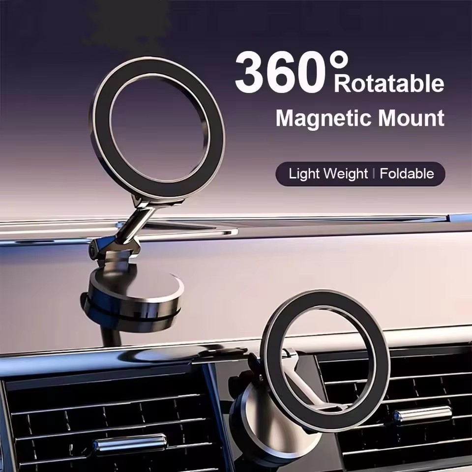 Phone Accessories Magnetic - ที่วางโทรศัพท์มือถือในรถยนต์แบบแม่เหล็กพับได้สำหรับ MagSafe 360 ° ขาตั้งแม่เหล็กปรับระดับได้สำหรับติดตั้งในรถยนต์สำหรับ iPhone
