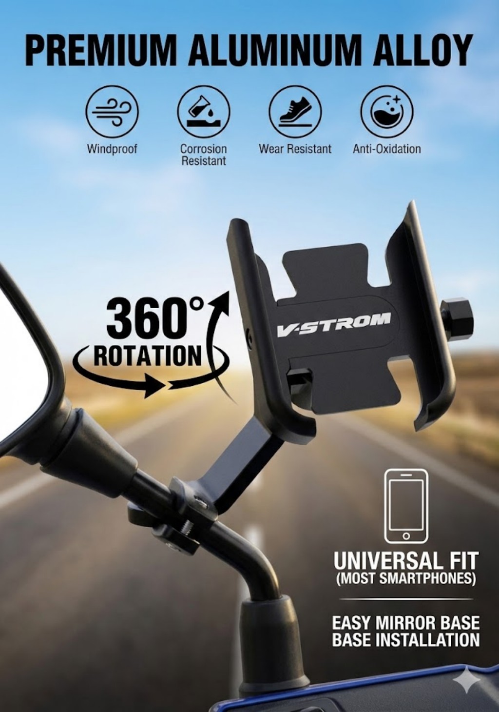 Quality Phone Accessories - ที่วางโทรศัพท์สำหรับมอเตอร์ไซค์ อุปกรณ์เสริมสำหรับ VSTROM DL 250 650