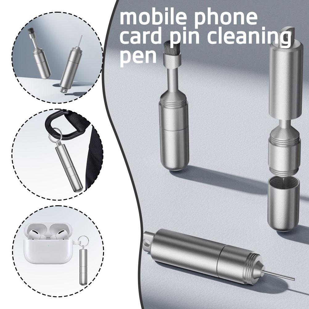 Sim Card Tool - เครื่องมือถอดถาดซิมการ์ดแบบพกพา 2-in-1 ทำจากอลูมิเนียมอัลลอยด์ พร้อมที่ทำความสะอาด ใช้สำหรับโทรศัพท์มือถือ