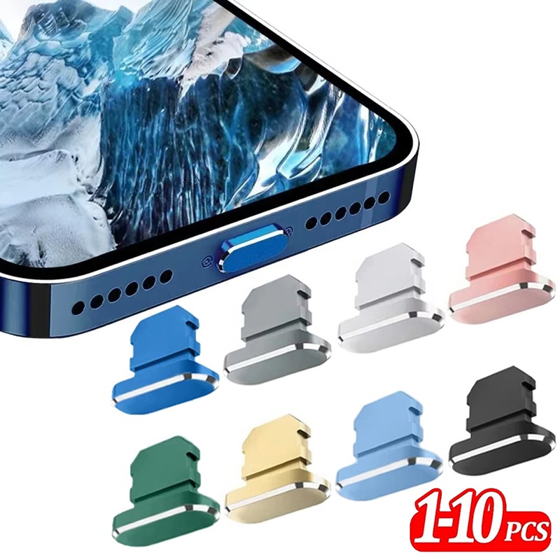 Quality Phone Accessories - 2-10 ชิ้นปลั๊กกันฝุ่นโลหะ ปลั๊กกันฝุ่นสำหรับชาร์จสำหรับไอแพด ไอโฟน 14 พลัส