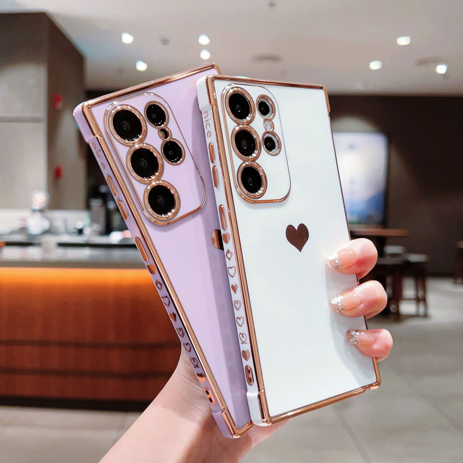 Samsung Accessories Phone - เคสโทรศัพท์ลายหัวใจเคลือบไฟฟ้า สำหรับ Samsung Galaxy S26 Ultra