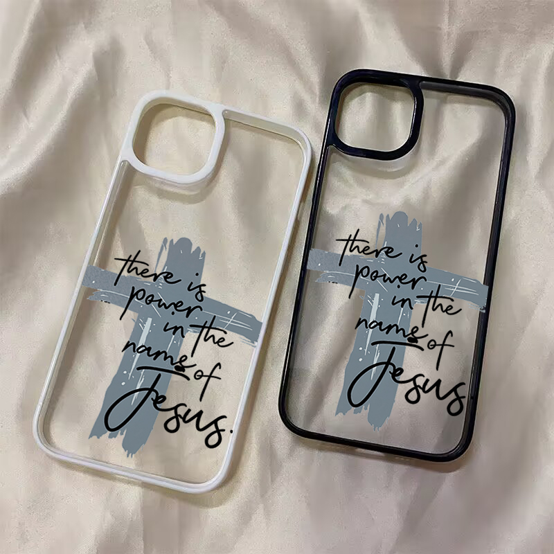 Samsung Accessories Phone - เคสใสลายไม้กางเขนพระเยซูสำหรับ Samsung Galaxy S23 S24 Plus