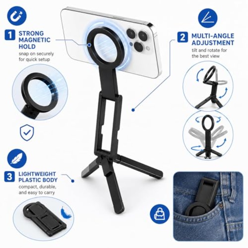 ขาตั้งโทรศัพท์แบบพับได้พร้อมแม - Phone Accessories For Photography บทวิจารณ์และราคา