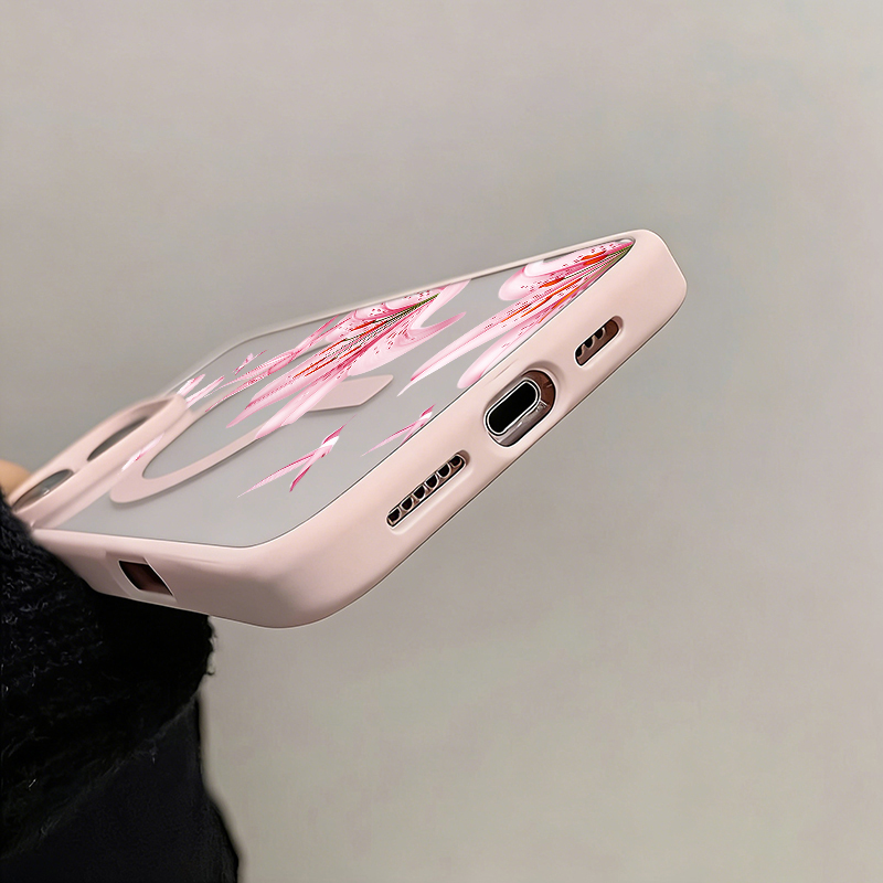 เคสแม่เหล็กลายดอกไม้สีชมพูและน - Phone Accessories Magnetic บทวิจารณ์และราคา