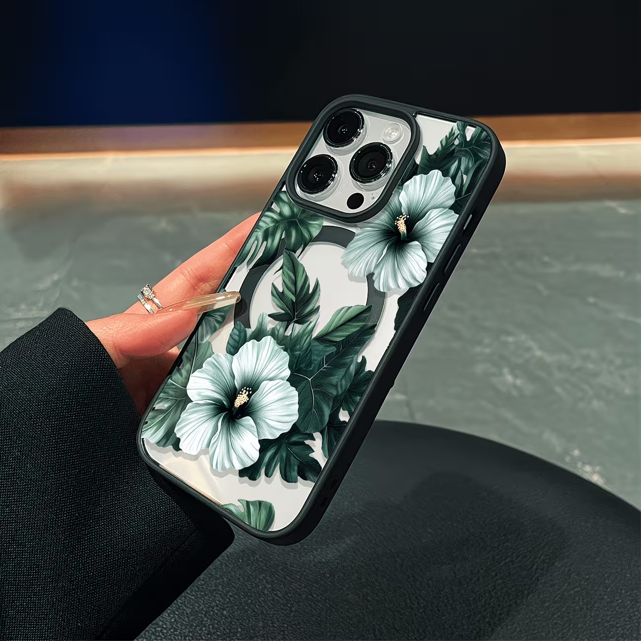 เคสโทรศัพท์ลายดอกไม้สีเขียวสำห - Phone Accessories Magnetic บทวิจารณ์และราคา