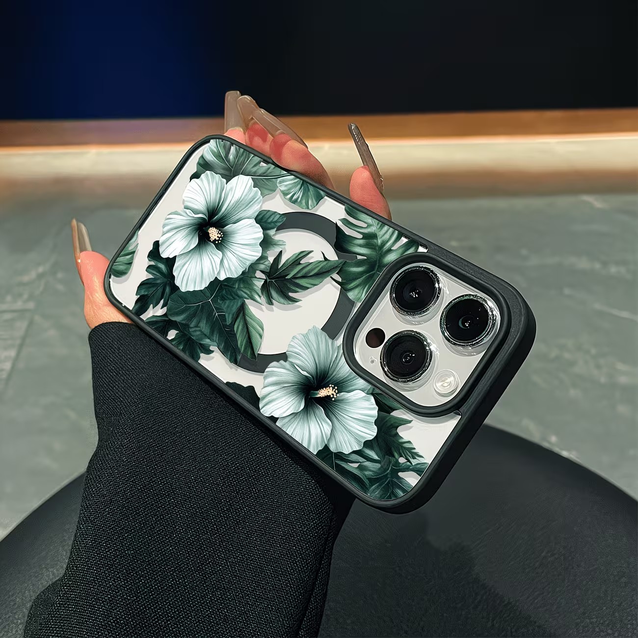 เคสโทรศัพท์ลายดอกไม้สีเขียวสำห - Phone Accessories Magnetic บทวิจารณ์และราคา